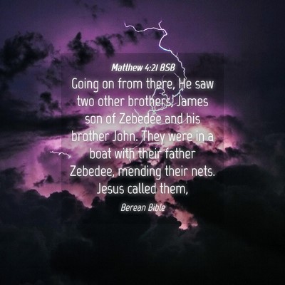 Picture 04 - Matthew 4:21 BSB - Going on from there, He saw two other brothers, - Bible Verse Picture