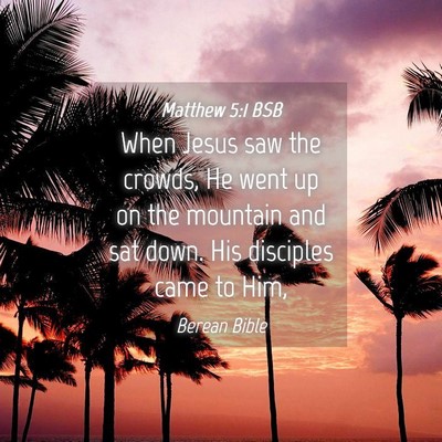 Picture 04 - Matthew 5:1 BSB - When Jesus saw the crowds, He went up on the - Bible Verse Picture