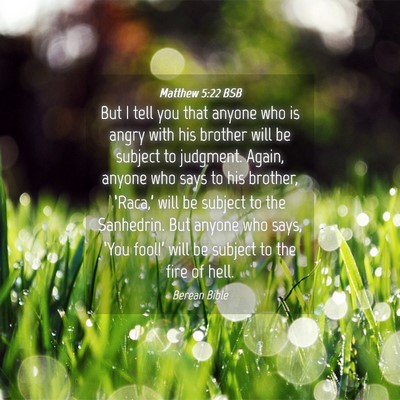 Picture 04 - Matthew 5:22 BSB - But I tell you that anyone who is angry with his - Bible Verse Picture