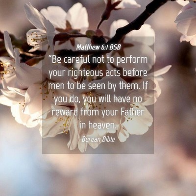 Picture 04 - Matthew 6:1 BSB - “Be careful not to perform your righteous acts - Bible Verse Picture