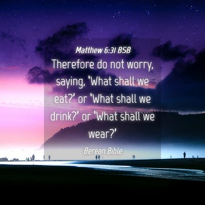 Picture 04 - Matthew 6:31 BSB - Therefore do not worry, saying, ‘What shall we - Bible Verse Picture