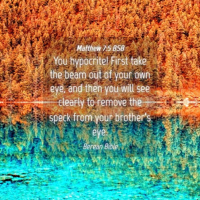 Picture 04 - Matthew 7:5 BSB - You hypocrite! First take the beam out of your - Bible Verse Picture