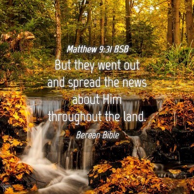Picture 04 - Matthew 9:31 BSB - But they went out and spread the news about Him - Bible Verse Picture