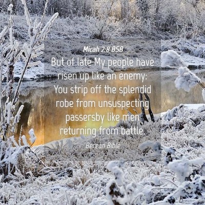Picture 04 - Micah 2:8 BSB - But of late My people have risen up like an - Bible Verse Picture