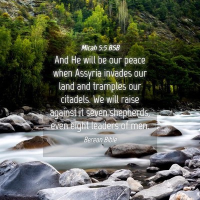 Picture 04 - Micah 5:5 BSB - And He will be our peace when Assyria invades our - Bible Verse Picture
