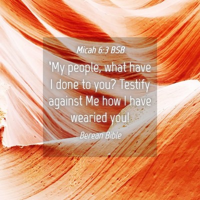 Picture 04 - Micah 6:3 BSB - ‘My people, what have I done to you? Testify - Bible Verse Picture
