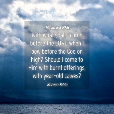 Picture 04 - Micah 6:6 BSB - With what shall I come before the LORD when I bow - Bible Verse Picture