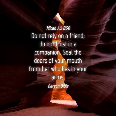 Picture 04 - Micah 7:5 BSB - Do not rely on a friend; do not trust in a - Bible Verse Picture