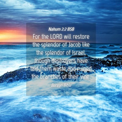 Picture 04 - Nahum 2:2 BSB - For the LORD will restore the splendor of Jacob - Bible Verse Picture