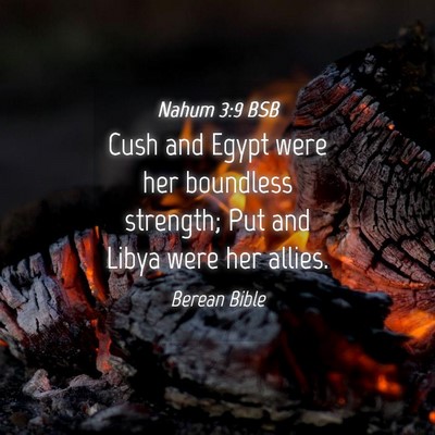 Picture 04 - Nahum 3:9 BSB - Cush and Egypt were her boundless strength; Put - Bible Verse Picture