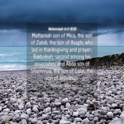 Picture 04 - Nehemiah 11:17 BSB - Mattaniah son of Mica, the son of Zabdi, the son - Bible Verse Picture