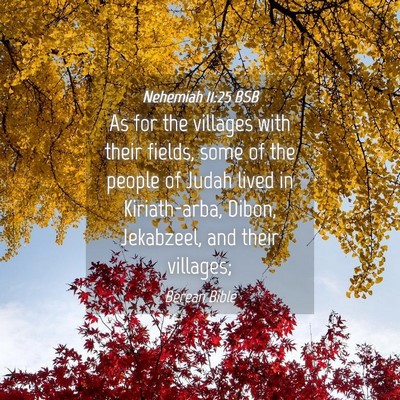 Picture 04 - Nehemiah 11:25 BSB - As for the villages with their fields, some of - Bible Verse Picture