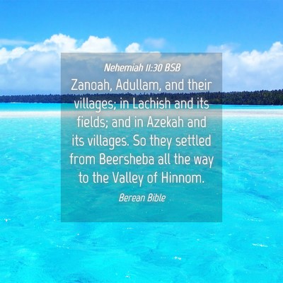 Picture 04 - Nehemiah 11:30 BSB - Zanoah, Adullam, and their villages; in Lachish - Bible Verse Picture