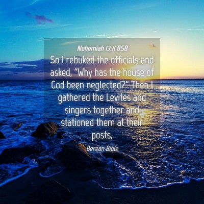 Picture 04 - Nehemiah 13:11 BSB - So I rebuked the officials and asked, “Why has - Bible Verse Picture