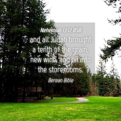 Picture 04 - Nehemiah 13:12 BSB - and all Judah brought a tenth of the grain, new - Bible Verse Picture