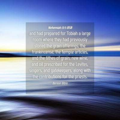 Picture 04 - Nehemiah 13:5 BSB - and had prepared for Tobiah a large room where - Bible Verse Picture