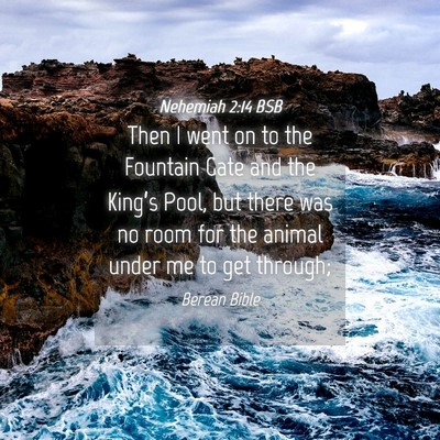 Picture 04 - Nehemiah 2:14 BSB - Then I went on to the Fountain Gate and the - Bible Verse Picture