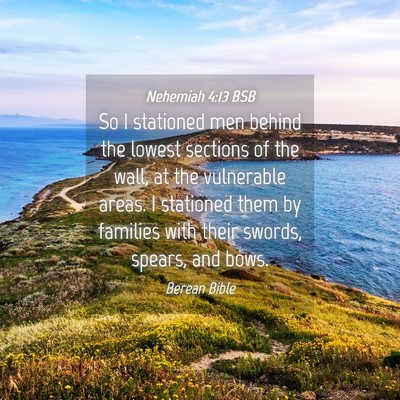 Picture 04 - Nehemiah 4:13 BSB - So I stationed men behind the lowest sections of - Bible Verse Picture