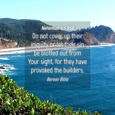 Picture 04 - Nehemiah 4:5 BSB - Do not cover up their iniquity or let their sin - Bible Verse Picture