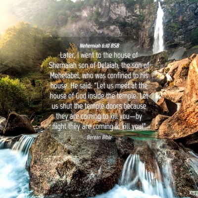 Picture 04 - Nehemiah 6:10 BSB - Later, I went to the house of Shemaiah son of - Bible Verse Picture