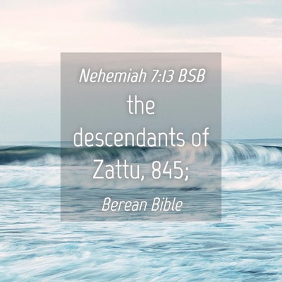 Picture 04 - Nehemiah 7:13 BSB - the descendants of Zattu, - Bible Verse Picture