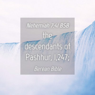 Picture 04 - Nehemiah 7:41 BSB - the descendants of Pashhur, - Bible Verse Picture