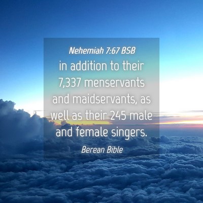 Picture 04 - Nehemiah 7:67 BSB - in addition to their 7,337 menservants and - Bible Verse Picture