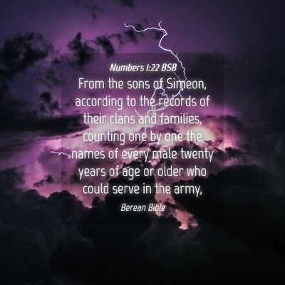 Picture 04 - Numbers 1:22 BSB - From the sons of Simeon, according to the records - Bible Verse Picture