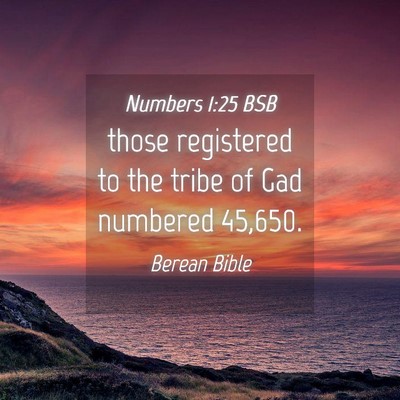 Picture 04 - Numbers 1:25 BSB - those registered to the tribe of Gad numbered - Bible Verse Picture