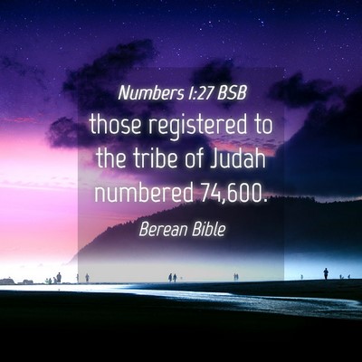 Picture 04 - Numbers 1:27 BSB - those registered to the tribe of Judah numbered - Bible Verse Picture