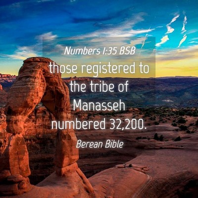 Picture 04 - Numbers 1:35 BSB - those registered to the tribe of Manasseh - Bible Verse Picture