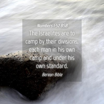Picture 04 - Numbers 1:52 BSB - The Israelites are to camp by their divisions, - Bible Verse Picture