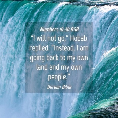 Picture 04 - Numbers 10:30 BSB - “I will not go,” Hobab replied. “Instead, I - Bible Verse Picture