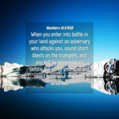 Picture 04 - Numbers 10:9 BSB - When you enter into battle in your land against - Bible Verse Picture