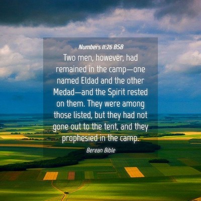 Picture 04 - Numbers 11:26 BSB - Two men, however, had remained in the camp—one - Bible Verse Picture