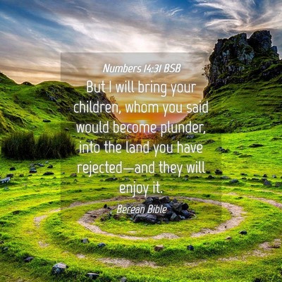 Picture 04 - Numbers 14:31 BSB - But I will bring your children, whom you said - Bible Verse Picture