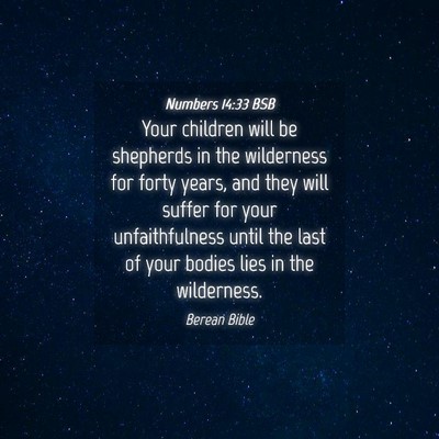 Picture 04 - Numbers 14:33 BSB - Your children will be shepherds in the wilderness - Bible Verse Picture