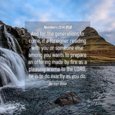 Picture 04 - Numbers 15:14 BSB - And for the generations to come, if a foreigner - Bible Verse Picture