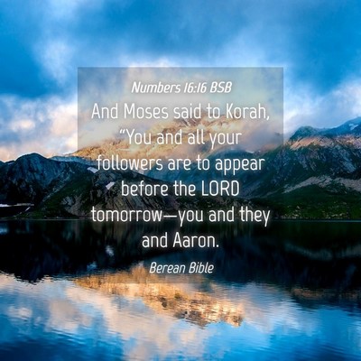Picture 04 - Numbers 16:16 BSB - And Moses said to Korah, “You and all your - Bible Verse Picture