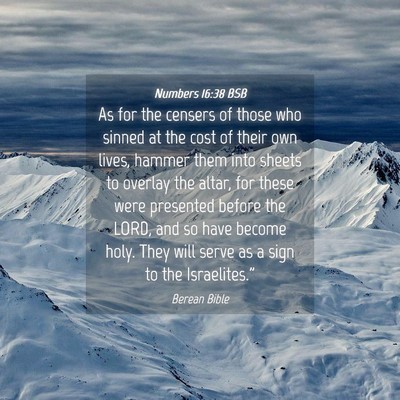 Picture 04 - Numbers 16:38 BSB - As for the censers of those who sinned at the - Bible Verse Picture