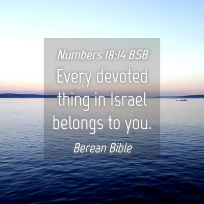 Picture 04 - Numbers 18:14 BSB - Every devoted thing in Israel belongs to - Bible Verse Picture