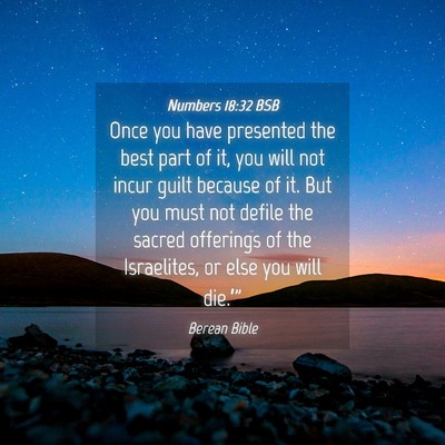 Picture 04 - Numbers 18:32 BSB - Once you have presented the best part of it, you - Bible Verse Picture