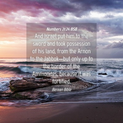 Picture 04 - Numbers 21:24 BSB - And Israel put him to the sword and took - Bible Verse Picture