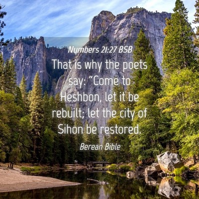 Picture 04 - Numbers 21:27 BSB - That is why the poets say: “Come to Heshbon, - Bible Verse Picture