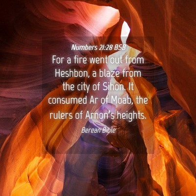 Picture 04 - Numbers 21:28 BSB - For a fire went out from Heshbon, a blaze from - Bible Verse Picture