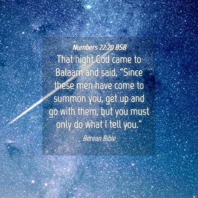 Picture 04 - Numbers 22:20 BSB - That night God came to Balaam and said, “Since - Bible Verse Picture