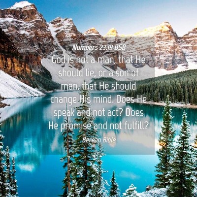Picture 04 - Numbers 23:19 BSB - God is not a man, that He should lie, or a son of - Bible Verse Picture