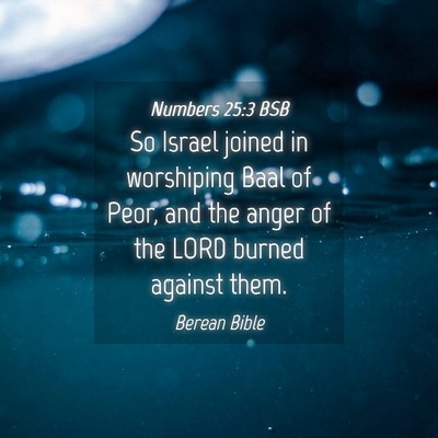 Picture 04 - Numbers 25:3 BSB - So Israel joined in worshiping Baal of Peor, and - Bible Verse Picture