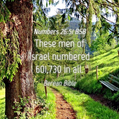 Picture 04 - Numbers 26:51 BSB - These men of Israel numbered 601,730 in - Bible Verse Picture