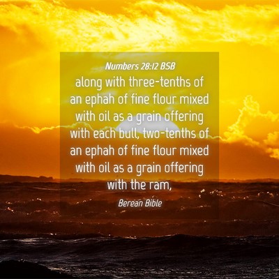 Picture 04 - Numbers 28:12 BSB - along with three-tenths of an ephah of fine flour - Bible Verse Picture